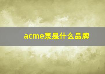 acme泵是什么品牌