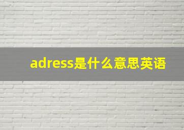 adress是什么意思英语