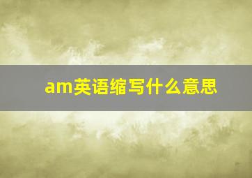 am英语缩写什么意思