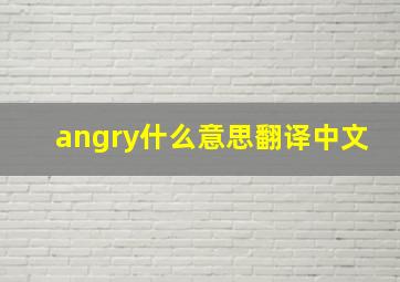 angry什么意思翻译中文