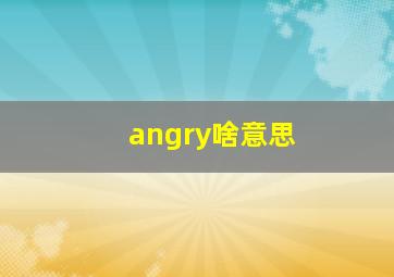 angry啥意思