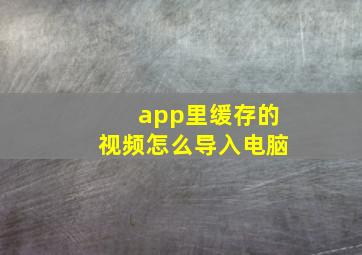 app里缓存的视频怎么导入电脑