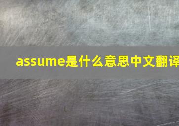 assume是什么意思中文翻译