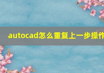 autocad怎么重复上一步操作