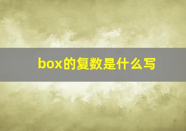 box的复数是什么写