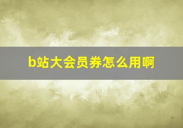 b站大会员券怎么用啊