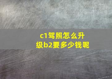 c1驾照怎么升级b2要多少钱呢