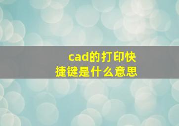 cad的打印快捷键是什么意思