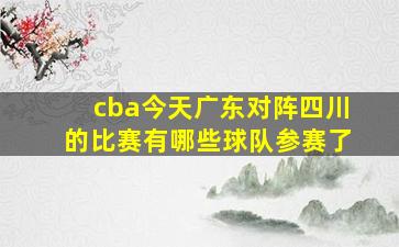 cba今天广东对阵四川的比赛有哪些球队参赛了