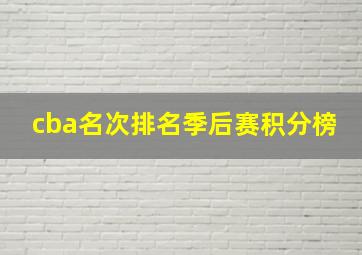 cba名次排名季后赛积分榜