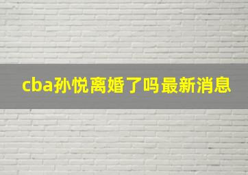 cba孙悦离婚了吗最新消息