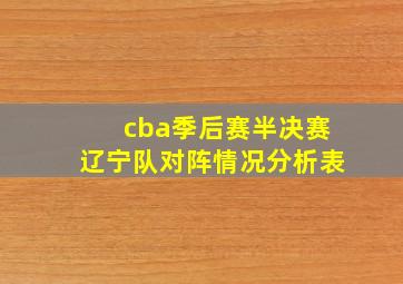 cba季后赛半决赛辽宁队对阵情况分析表