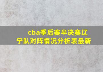 cba季后赛半决赛辽宁队对阵情况分析表最新