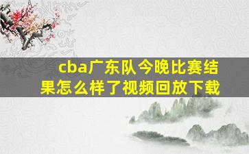 cba广东队今晚比赛结果怎么样了视频回放下载