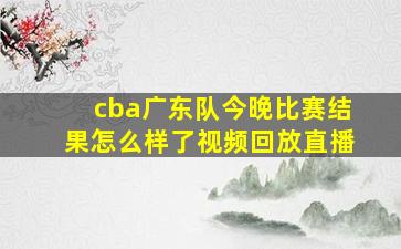 cba广东队今晚比赛结果怎么样了视频回放直播