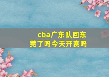 cba广东队回东莞了吗今天开赛吗