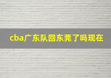 cba广东队回东莞了吗现在