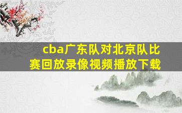 cba广东队对北京队比赛回放录像视频播放下载