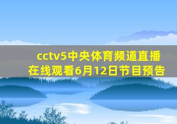 cctv5中央体育频道直播在线观看6月12日节目预告