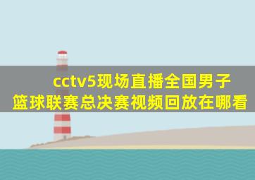 cctv5现场直播全国男子篮球联赛总决赛视频回放在哪看