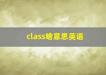 class啥意思英语