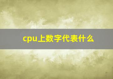 cpu上数字代表什么