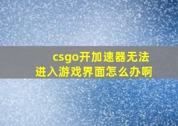 csgo开加速器无法进入游戏界面怎么办啊