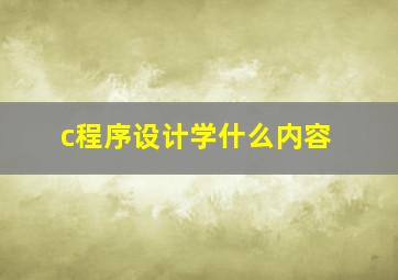 c程序设计学什么内容