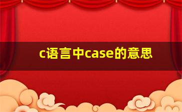 c语言中case的意思