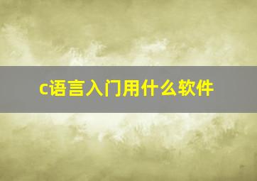 c语言入门用什么软件