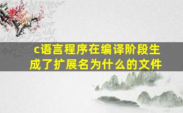 c语言程序在编译阶段生成了扩展名为什么的文件