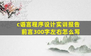 c语言程序设计实训报告前言300字左右怎么写