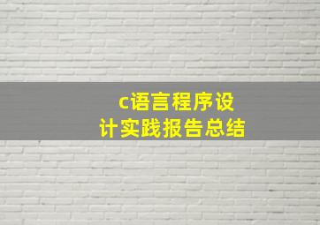 c语言程序设计实践报告总结