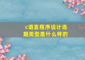 c语言程序设计选题类型是什么样的