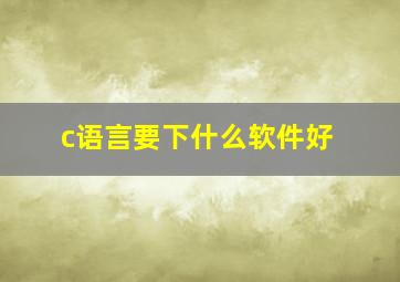 c语言要下什么软件好