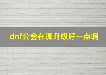 dnf公会在哪升级好一点啊