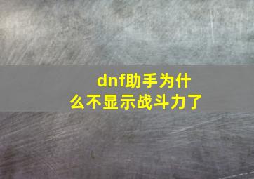 dnf助手为什么不显示战斗力了