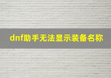 dnf助手无法显示装备名称