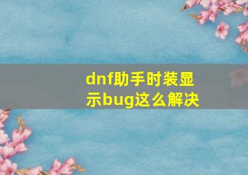 dnf助手时装显示bug这么解决