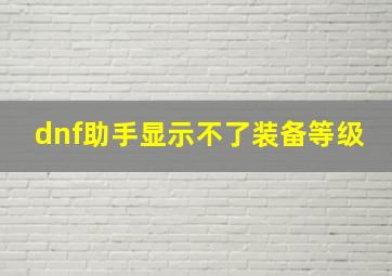 dnf助手显示不了装备等级