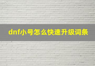 dnf小号怎么快速升级词条