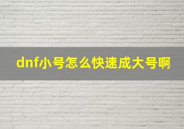 dnf小号怎么快速成大号啊