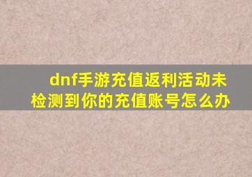 dnf手游充值返利活动未检测到你的充值账号怎么办