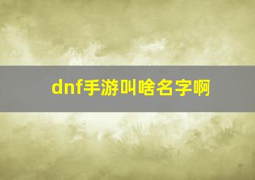 dnf手游叫啥名字啊