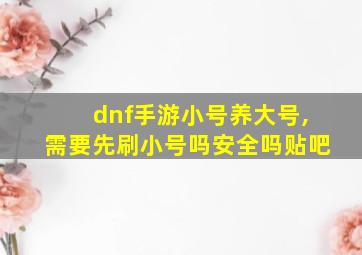 dnf手游小号养大号,需要先刷小号吗安全吗贴吧