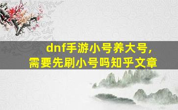 dnf手游小号养大号,需要先刷小号吗知乎文章