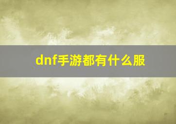 dnf手游都有什么服