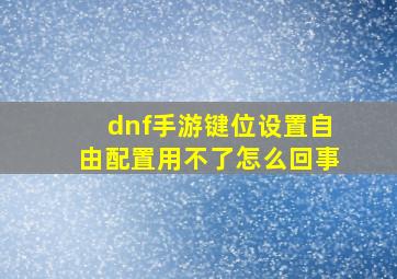 dnf手游键位设置自由配置用不了怎么回事