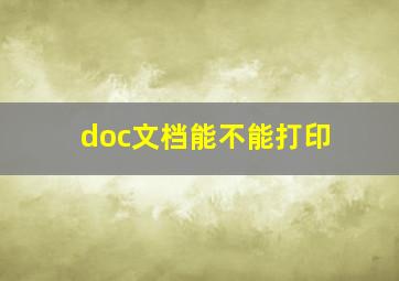 doc文档能不能打印