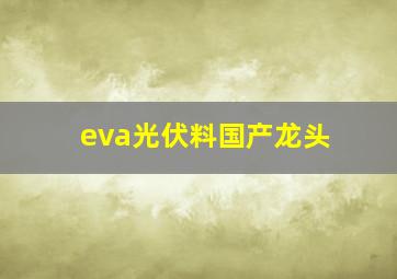 eva光伏料国产龙头